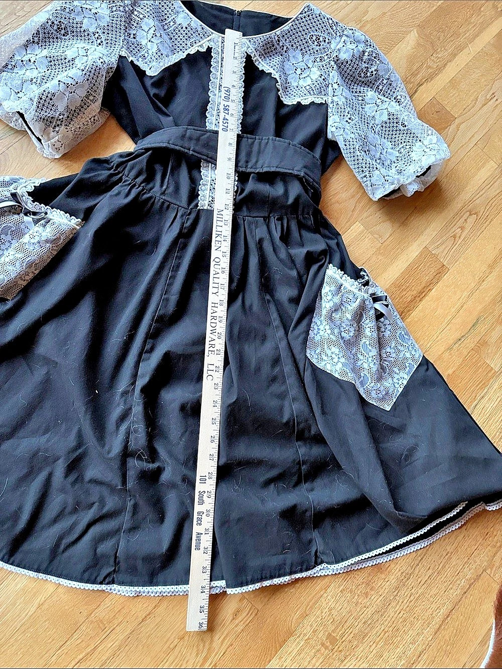 Vintage Womens Frilly Ruffled Lace Line Square Dancing Dress w Belt - Picture 5 of 8